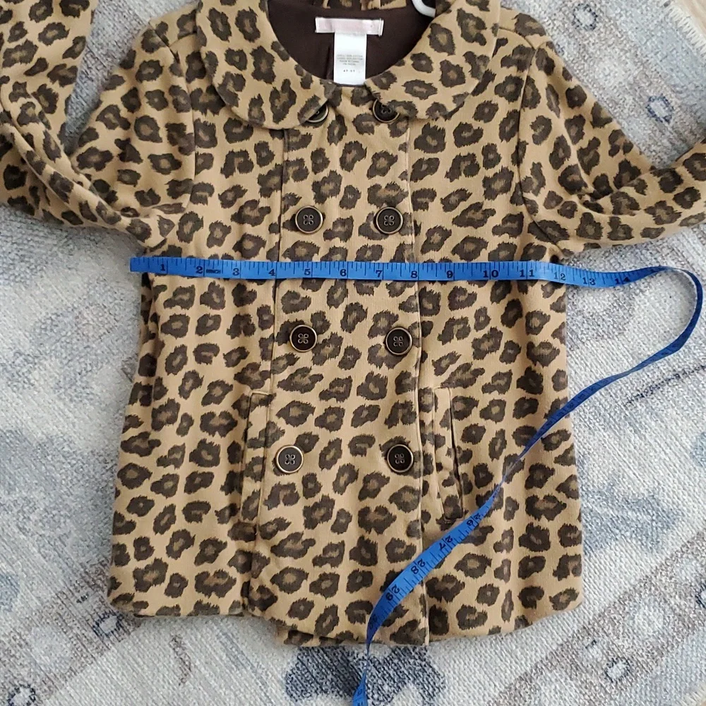 Janie and Jack Girls Leopard Animal Print Button Coat Sz4T-5T